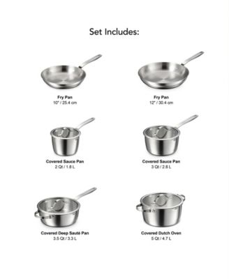 Tempo Tri-Ply Base Stainless Steel 10-Pc. Cookware Set with Glass Lids