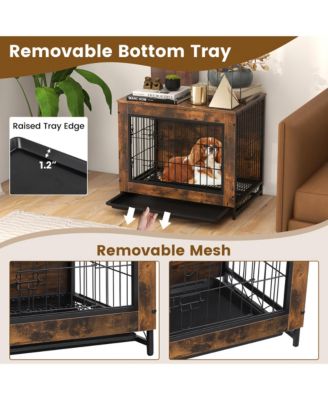 Industrial Dog Crate Furniture Heavy-duty Kennel Cage w/ 3 Chew-proof Walls Small