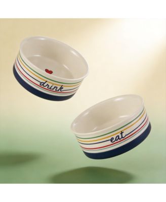 Ceramic Pet Bowls Set of 2 Non-Slip Dishwasher Safe for Cats Dogs