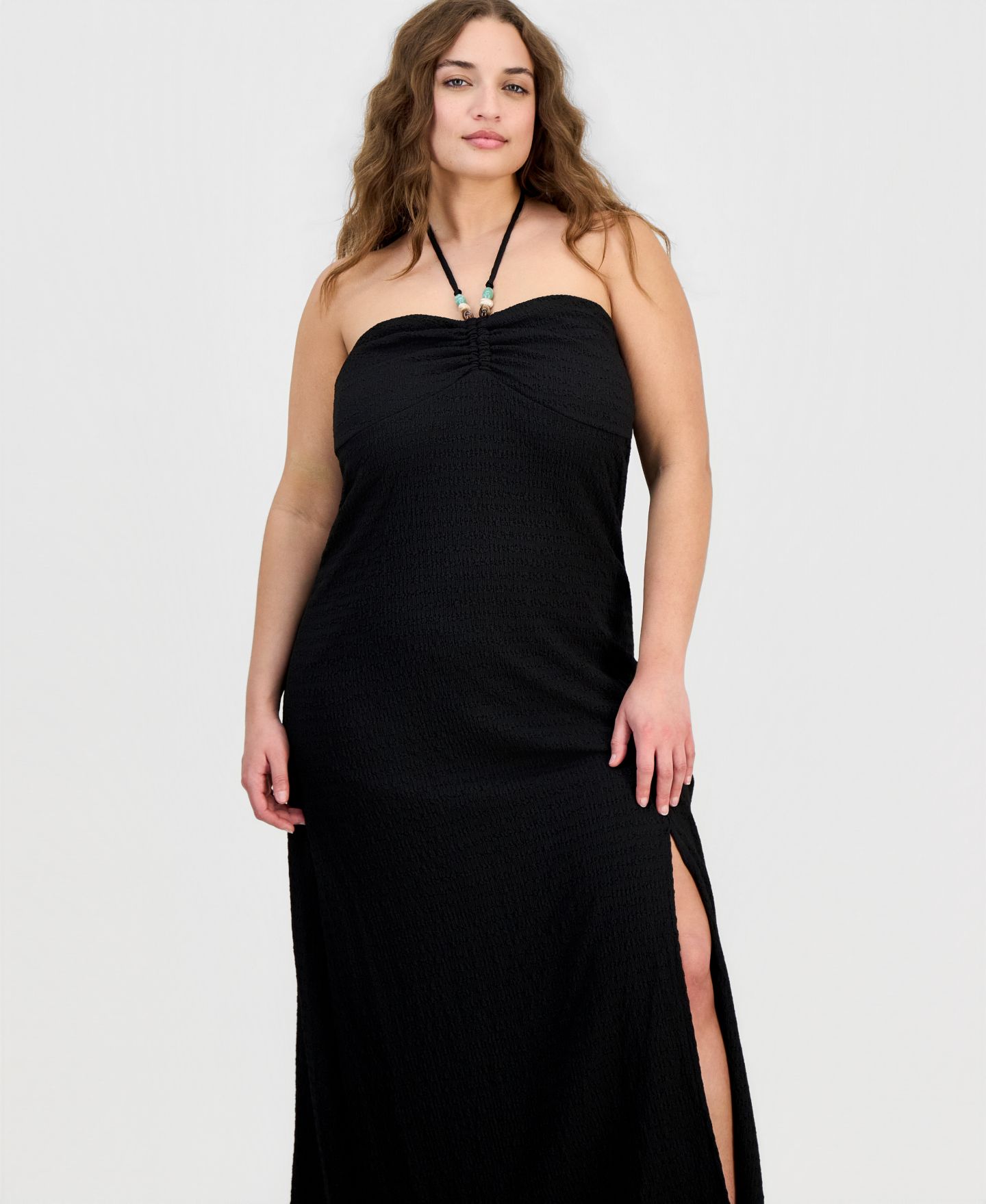 Женское платье Madden Girl Trendy Plus Size Halter Bandeau Maxi, цвет: Чёрный — фото 2