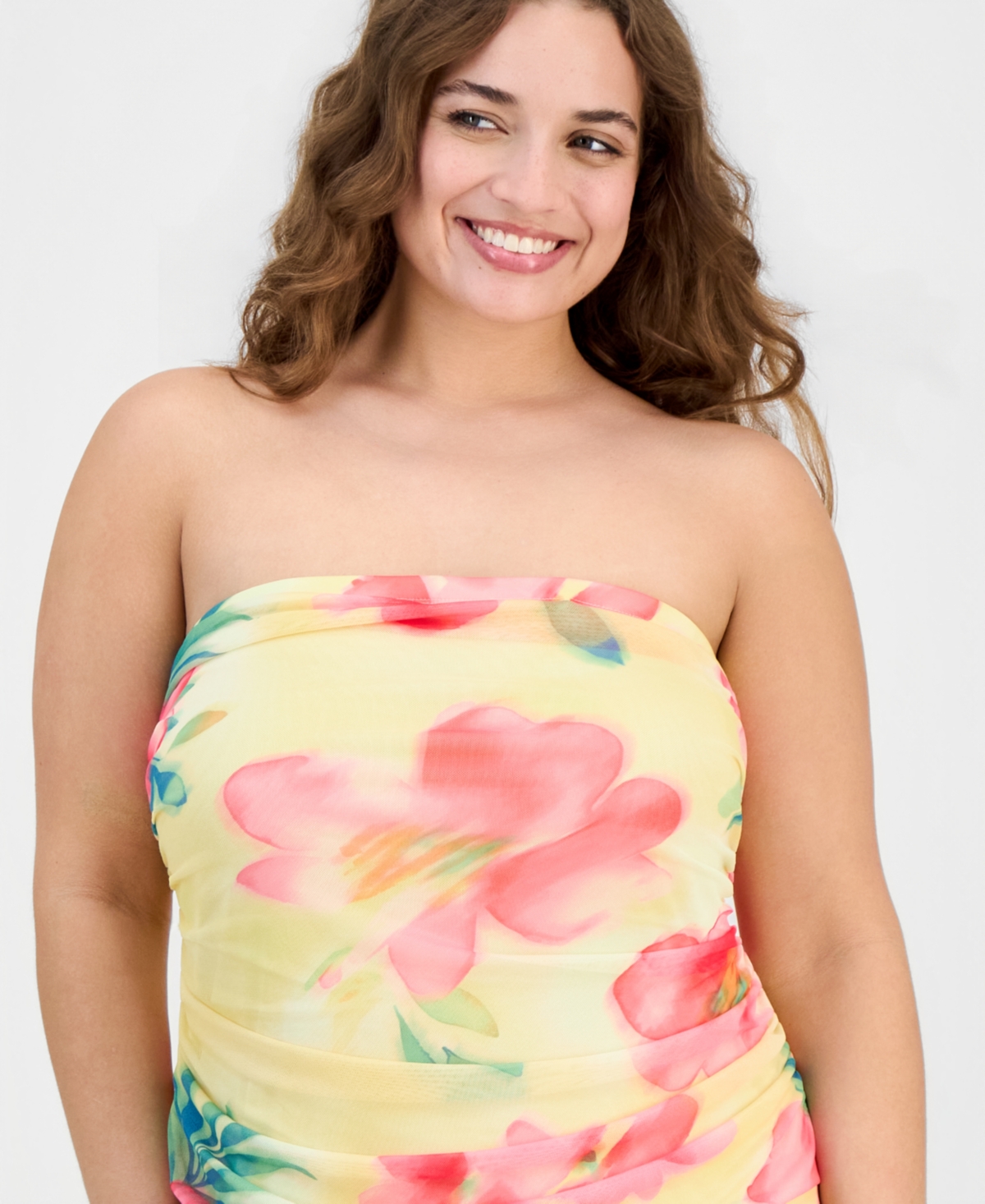 Madden Girl Trendy Plus Floral-Print Drop-Waist Mini Dress