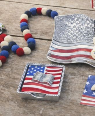 American Flag Beaded 5.75" Napkin Box Set