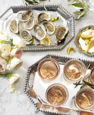 Pearled-Border Large Rectangular Octagonal Tray