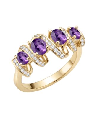Amethyst (7/8 ct. t.w.) & Lab Grown White Sapphire (1/4 ct. t.w.) Ring in 14k Gold Over Sterling Silver (Also Available in Multi-Stones)