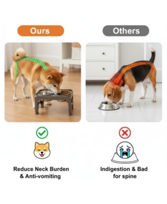Adjustable Elevated Dog Bowl Stand with 2 Stainless Steel Bowls & Pet Scoop
