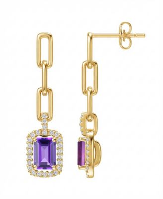 Lab Grown Ruby (1-1/3 ct. t.w.) & Lab Grown White Sapphire (1/4 ct. t.w.) Drop Earrings in 14k Gold Over Sterling Silver (Also Available in Multi-Stones)