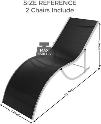 Outdoor Chaise Lounge Chairs Set of 2, Patio Chaise Pool Lounge Chair Backrest Tanning Chairs, Waterproof Recliner Chair for Outside Beach Yard