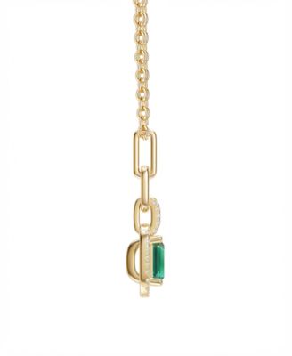 Lab Grown Emerald (3/4 ct. t.w.) & Lab Grown White Sapphire (1/5 ct. t.w.) Necklace in 14k Gold Over Sterling Silver (Also Available in Multi-Stones)