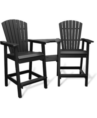 Outdoor Bar Height Adirondack Chairs with Connecting Tray, Balcony Chairs, Outdoor Tall Adirondack Chairs
