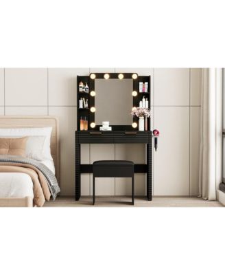 Stylish Coffee Table with 2 Drawers Finish Modern Living Room Center Table with Storage