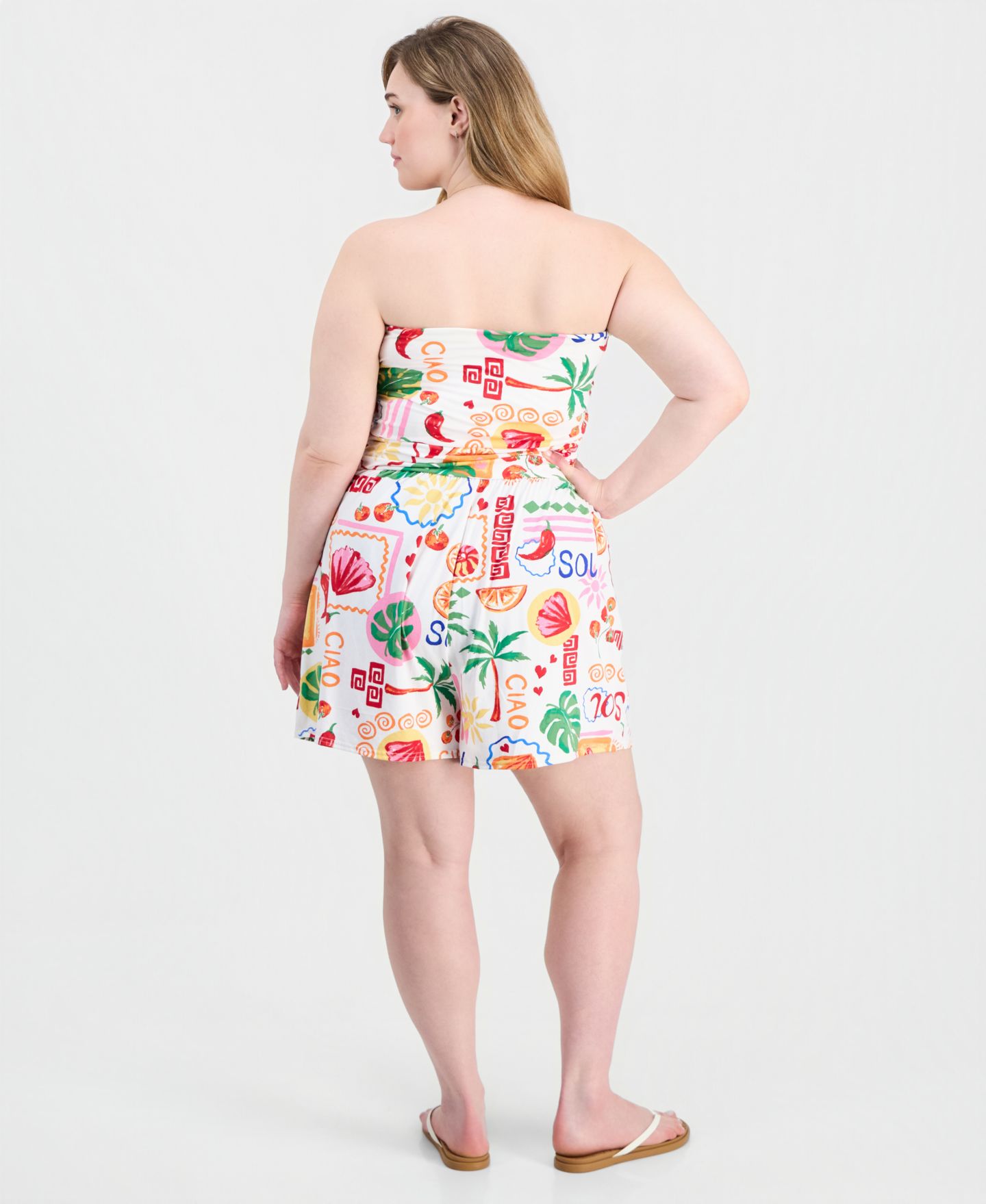 Женский комбинезон FULL CIRCLE TRENDS Trendy Plus Size Yummy Strapless Romper, цвет: Tile Vacay — фото 5