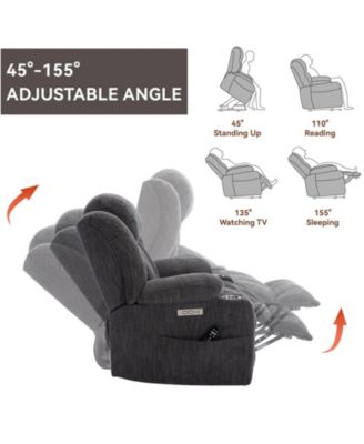 Recliner Chair with 8-Point Vibration Massage and Lumbar Heating, USB and Type-C Ports, Stainless Steel Cup Holders