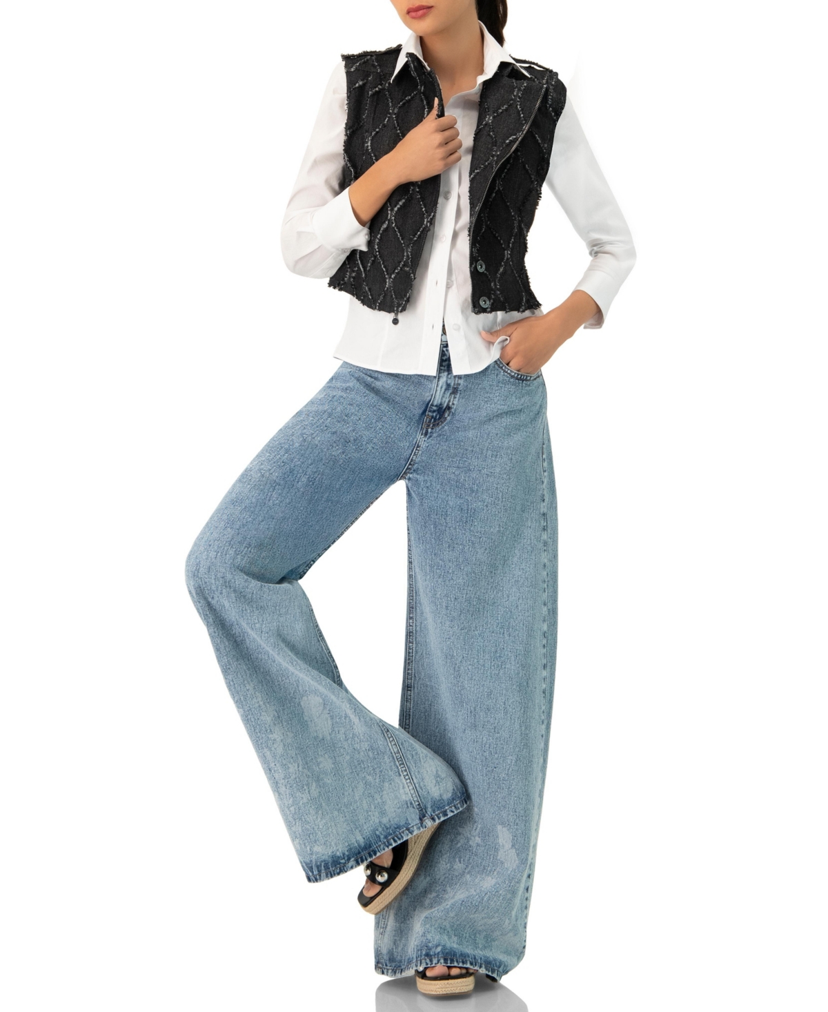 Ivonne Women's Distressed Denim Vest