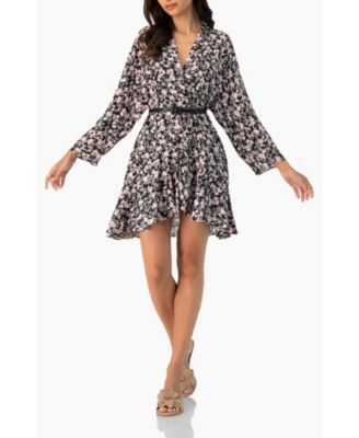 Women's Dolan Sleeve Short Floral V-Neck Dress