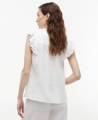 Women's Flutter-Sleeve V-Neck Blouse