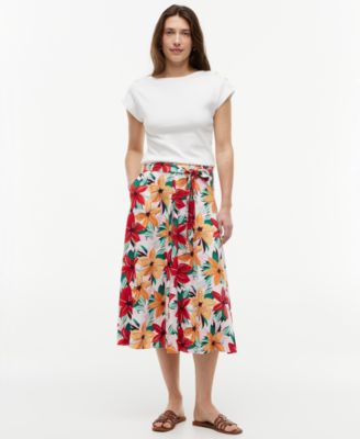 Women's Belted Midi Skirt