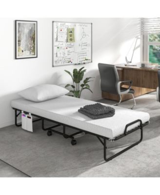 Cot Size Folding Bed with Memory Foam Mattress and Pillow