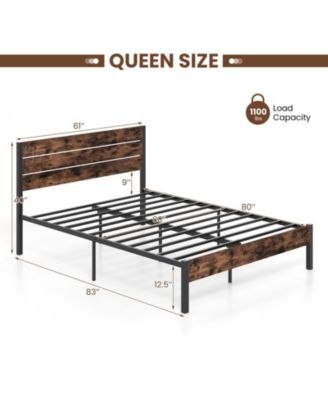 Bed Frame with High Headboard and Noise Reducing Slats