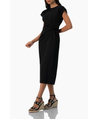 Women's Off-Shoulder Straight Satin Dress with Side Knot