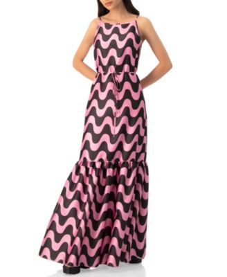 Women's Sleeveless Wave Print Maxi Dress