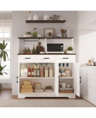 Shoe Storage Cabinet with Doors and Drawers 42 Inch Tall 3 Adjustable Shelves