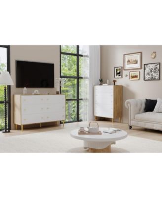 6 Drawer Dresser 47.2-Inch-Wide Vintage Design Bar Handles for Bedroom