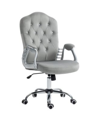 Home Office Chair Velvet Computer Chair Button Tufted with Swivel Wheels