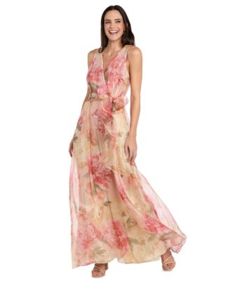 Women's Printed V-Neck Maxi Dress
