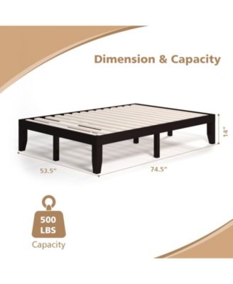 14 in Wood Platform Bed Frame with Slat Support