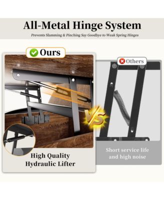 31.5" Farmhouse Lift Top Coffee Table - Round Center Table with Dual-Level Storage and Hidden Compartment for Living Room, Home Office