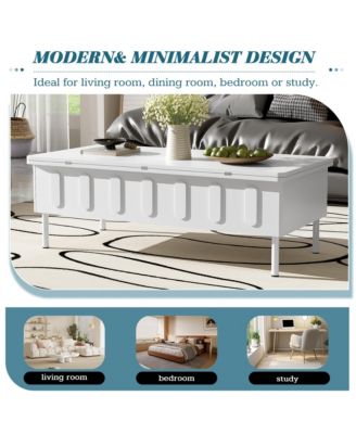 Lift-Top Coffee Table, Multi-Functional Center Table with 2 Drawers, Foldable Top and Hidden Storage Compartment for Living Room