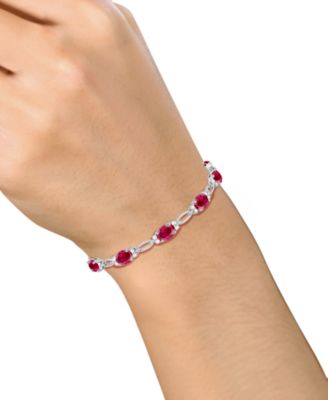Lab Grown Ruby (8-3/4 ct. t.w.) & Lab Grown White Sapphire (3/4 ct. t.w.) Bracelet in Sterling Silver (Also Available in Multi-Stones)