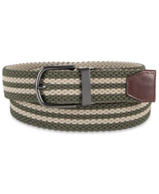 Men's Two-In-One Reversible Striped Stretch Web Belt