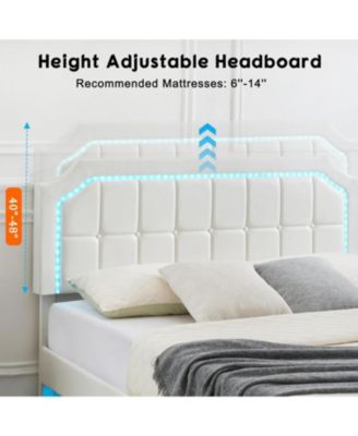 Queen Floating Platform Bed Frame, RGB LED Adjustable Headboard, Metal, No Box Spring, Quick Assembly