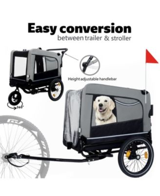 Extra Large 2-in-1 Bike Trailer and Push Cart for Pets with Detachable Hitch