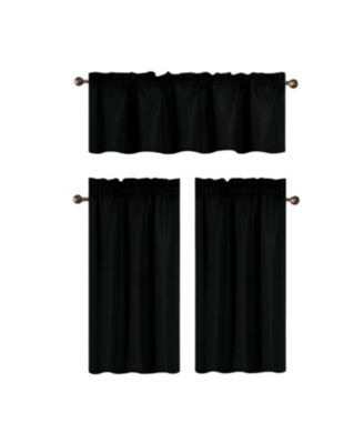 100% Polyester Gibson Solid 3 Piece Kitchen Curtains Valance and Tiers Set 54" x 18"