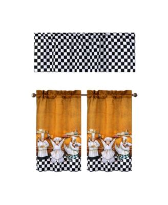 Polyester Cucina Chef 3 Piece Kitchen Curtains Valance and Tiers Set 52" x 18" Muticolor