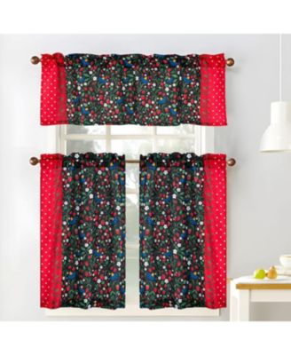 Polyester Cucina Strawberry Fields Kitchen Curtains Valance and Tiers Set 52" x 18" Muticolor