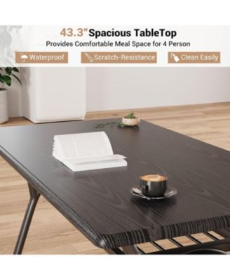 5-Piece Dining Table Set for 4, Rectangular Table with Storage Rack, Boucle Dining Chairs