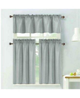 100% Polyester Gibson Solid 3 Piece Kitchen Curtains Valance and Tiers Set 54" x 18"