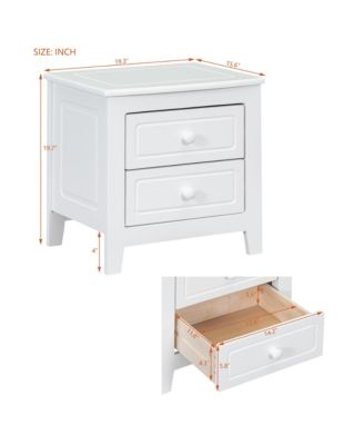 2-Drawer Nightstand, Mid Century Retro Bedside Table for Bedroom and Living Room,