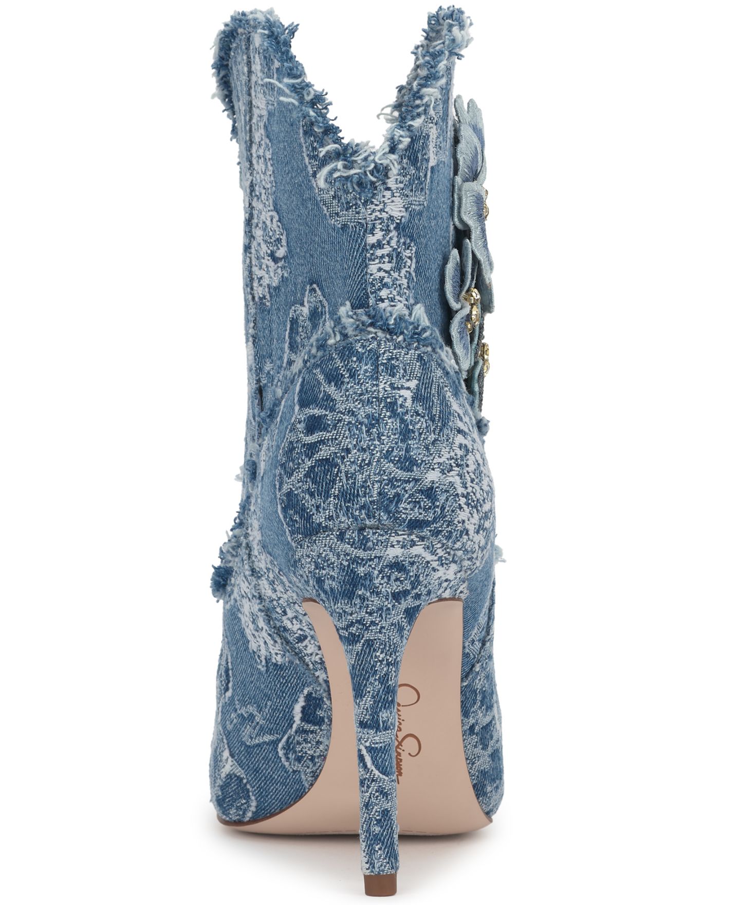 Женские ботинки Jessica Simpson Plitee Floral Western Stiletto Booties, цвет: Средний синий джинсовый — фото 3