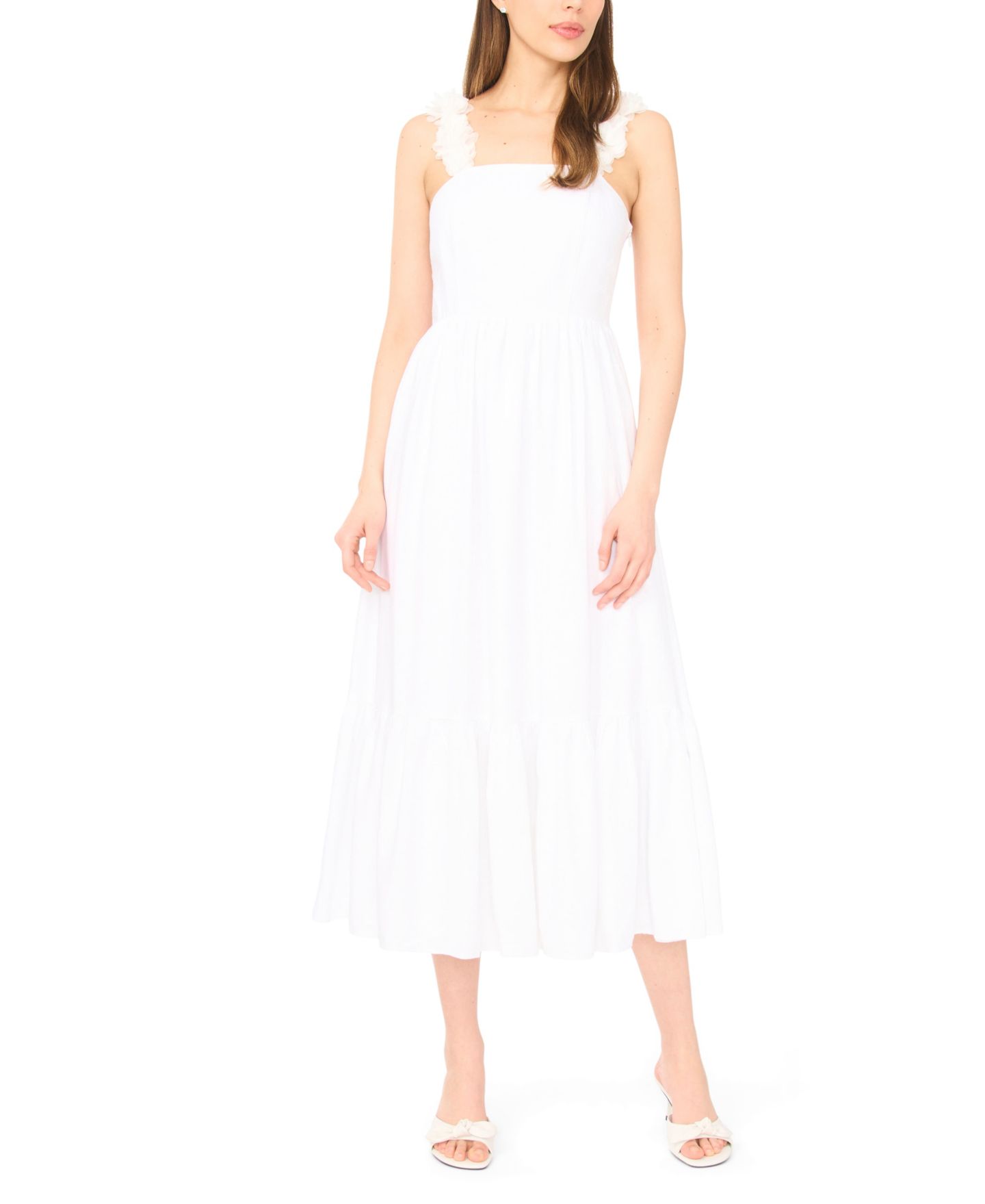 Женское платье CeCe Square Neck Sleeveless Midi, цвет: Белый — фото 1