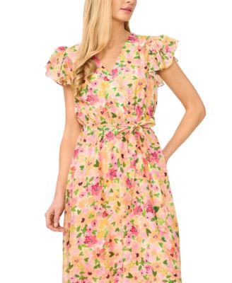 Women's V-Neck Wrap-Front Maxi Dress