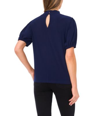 Women's Short-Sleeve Tie Neck Bow Detail Top