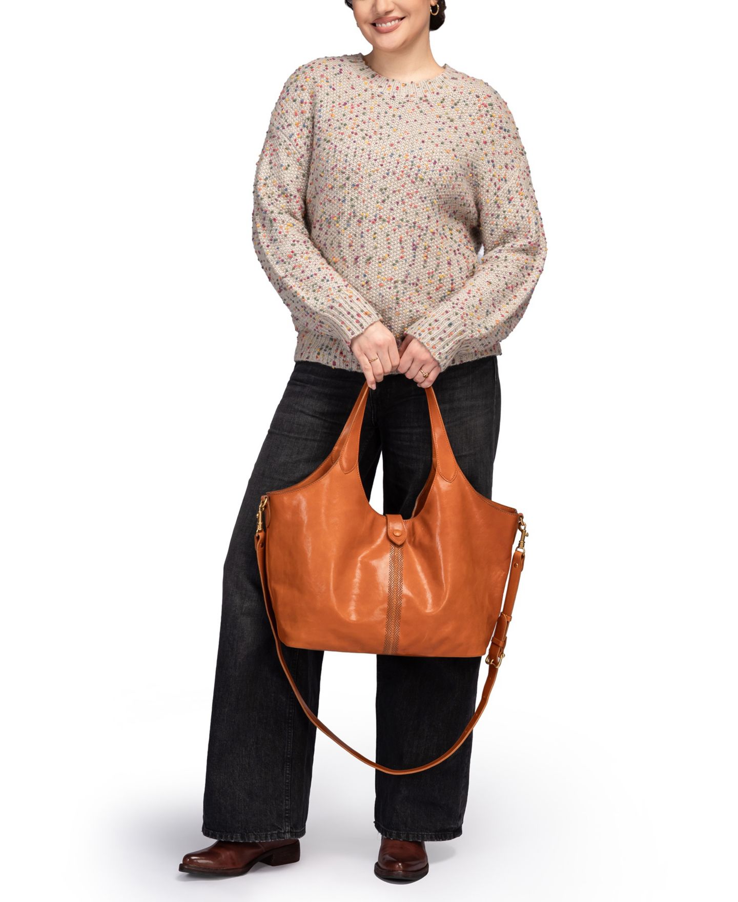 Женская сумка OLD TREND Marigold Large Tote Handbag, цвет: Карамельный коричневый — фото 7