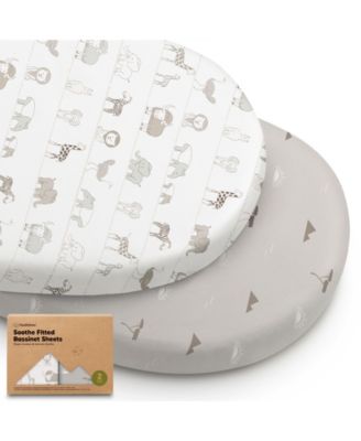 Bassinet Sheet for Baby Girls, Boys, 2-Pack Soothe Bassinet Fitted Sheets, Bedside Bassinet Mattress Sheet