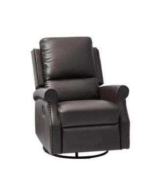 Philip 38" Traditional Faux Leather Swivel Rocker Manual Recliner