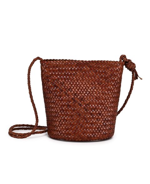 Женская сумка OLD TREND Reed Mini Woven Bucket Crossbody, цвет: Каштановый коричневый