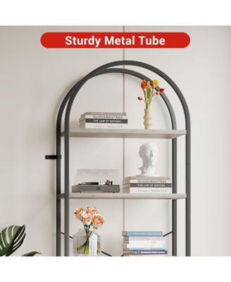 5-Tier 70.8" Tall Arched Bookshelf, Open Display Shelf with Metal Frame, Storage Rack for Bedroom or Home.